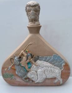 lot 18 image: Porcelin Native American Decantur with Buffalo Head Stopper