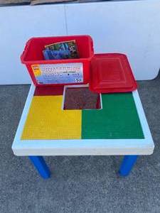 lot 8 image: Table Toys Play Table Lego and Tub with Assorted Lego