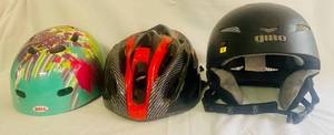 lot 187 image: Giro Ski Helment, Floepx Outdoor Recreational Helment and Graphic Regime Bell Helment