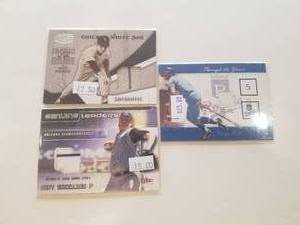 lot 36 image: Selection of 3 piece of game used jersey baseball cards