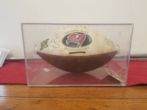 lot 136 image: Derrick Brooks - Tampa Bay Buccaneers - autographed football in case