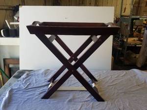 lot 183 image: Wood tray with folding stand