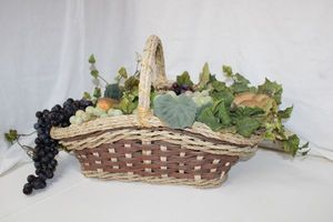 lot 41 image: Basket Centerpiece with Bread and Grapes 13 x 23
