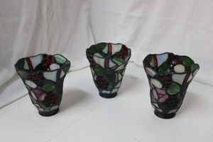 lot 44 image: Stained Glass Ceiling Fan Sconces - Set of 3