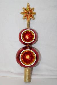 lot 62 image: 14 Red and Gold Glass Tree Topper (Never Used)
