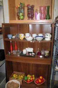 lot 96 image: Misc. Glassware - Vases, Cups, Rice Bowls and Candles as shown