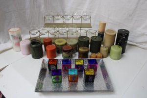 lot 102 image: 2 Tiered Glass Votive Candle Holder, 2 inch Candles and more