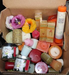 lot 103 image: Various candle assortment, different sizes, shapes, and scents