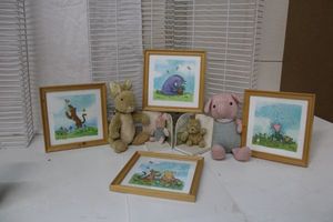 lot 129 image: Winnie the Pooh Wall Art, Plush Toys and Bookends
