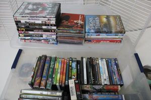 lot 134 image: VHS and DVD Movies and CDs Kids Movies and Scary Movies, and Some are unopened-see last picture