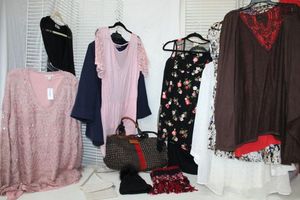 lot 167 image: Womens Clothes Size 3X Sweaters and Tops, Scarf, Hat and Bags (Kate Spade)