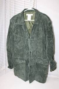 lot 194 image: Jessica Holbrook Green Leather Jacket Size XL