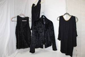 lot 201 image: Womens Clothes Montanaco Faux Fur Jacket Size S, and Open Shoulder Tops