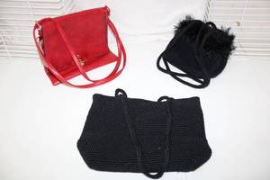 lot 210 image: The sak Black Purse, Red Purse and Black Knit Type Purse