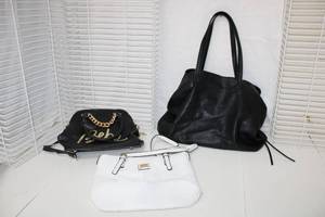 lot 214 image: Anne Klein White Purse, Antik Kraft Black Bag, Bebe Purse still with Tags