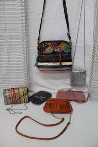 lot 219 image: A. new day Orange Purse, Pink Wallet Clutch, Glittery Purses and Patchwork Purse