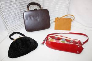 lot 220 image: Brighton Polka Dot Purse, Vintage Velvet Purse, Vintage Hardcase Purse,