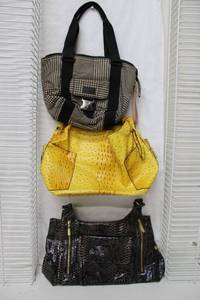 lot 222 image: Vecceli Italy Purse, Ralph Lauren Purse and Yellow Ostrich Leather Type Bag (unmarked)