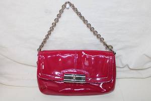 lot 230 image: Coach Hot Pink Wallet Style Purse with Silver Chain