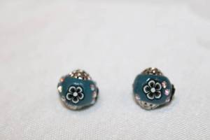 lot 387 image: (2) Millefiori style beads (possibly Italian or Venetian)