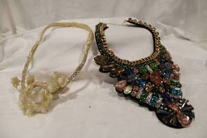 lot 398 image: (2) large bid style statement necklaces