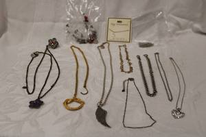 lot 395 image: White metal necklaces. Varying styles & makers. 11 count