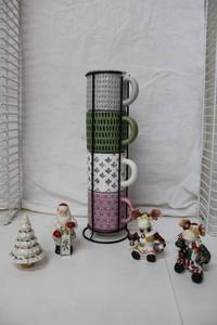 lot 261 image: Stackable Mug Set, Lenox Salt and Pepper Shakers (one needs glued)