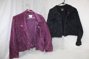 lot 238 image: Purple Live a Little Jacket Size L, and Black Wild Fable Jacket Size L