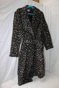 lot 240 image: H&M Animal Print Wool Coat with Belt Size 20