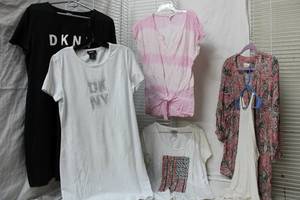 lot 251 image: DKNY Sleep Shirts, Lucky Brand T-shirts. And Melloday Blouse Size L