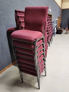 lot 300 image: Stackable and Interlocking Red Chairs - 10 Total (Sunday Pickup only 2-5p preview by appointment only.)