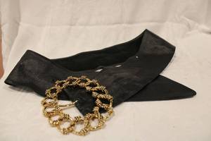 lot 442 image: MCM New York branded Genuine Leather wide belt with buckle. Marked MCM New York 8781-01 M Genuine Leather