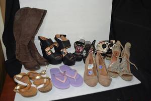 lot 465 image: Womens Shoes Size 8.5 Fergie Brown Boots, Euro Soft, Blowfish, BCBGeneration, and Carlos Brands