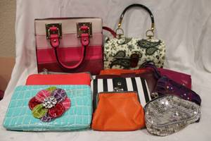 lot 517 image: Purses Leather and Vinyl Purses, Felt lined Lunchbox style Purse, and More
