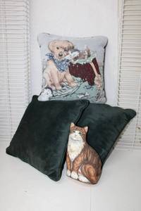 lot 497 image: Animal Pillows with Dark Green Pillows as shown
