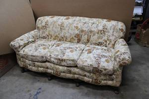 lot 526 image: Vintage Sofa with Butterfly fabric