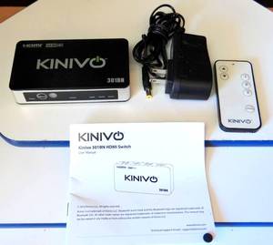 lot 30 image: Kinivo 301BN Premium 3 Port High Speed HDMI Switch With IR Wireless Remote