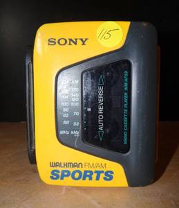 lot 115 image: Vintage Sony Walkman Sports WM-AF59 Portable FMAM Cassette Radio Yellow