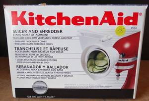 lot 155 image: Kitchen Aid NEW RVSA Slicer and Shredder Attachment 2 Shredder Cones2 Slicers - APPEARS UNUSED