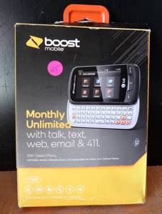 lot 165 image: OPEN BOXUNUSED - Boost Mobile Monthly Unlimited Keyboard Phone