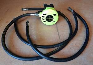 lot 216 image: US Divers Octo 2nd Second Stage Scuba Dive Regulator & Extra Hoses - LIKE NEW