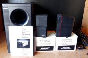 lot 297 image: COMPLETE IN BOX - Bose Acoustimass 5 Series II Redline Direct Reflecting Speaker System Subwoofer & Swivel Cubes (manual Included) $$$