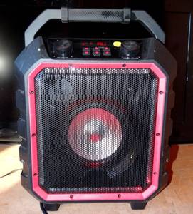 lot 319 image: Blackweb BWD19AAS10 Portable 40-Watt Bluetooth Party Speaker, Black - POWER TESTEDALL LIGHTS AND FEATURES WORKING