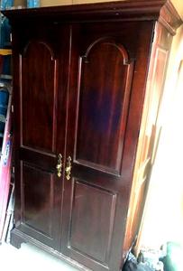 lot 320 image: BIG $$$ ITEM - AMAZING SOLID CHERRY ARMOIR - DOVETAIL DRAWERS BY STICKLEY