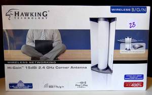 lot 23 image: Hawking Technology 2.4GHz 15dBi Hi-Gain Corner Antenna