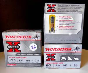 lot 26 image: Winchester Super-X 20 Gauge Game Load 7.5 Shot Shotshells (X3 MONEY)