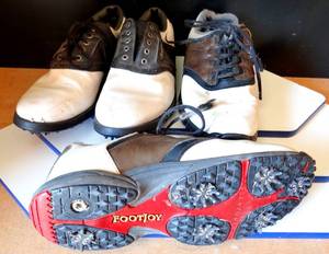 lot 62 image: FOOTJOY GOLF SHOES - 1 PAIR SIZE 9 1 PAIR SIZE 10