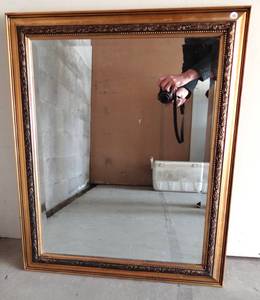 lot 70 image: INCREDIBLE GOLD FINISH ORNATE BEVELED MIRROR