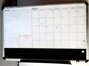 lot 76 image: LARGE CALENDER DRY ERASE WHITE BOARD