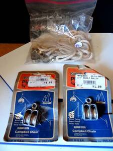 lot 92 image: PULLEY AND ROPE ASSORTMENT AS SHOWN